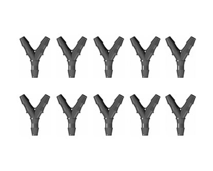 Raccordo a Y per tubo ID 6.4MM Nylon Nero (10 pz)