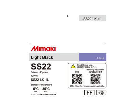 Mimaki SS22 Solvent Ink (1000ml bag) Lite Black - SS22-LK-1L